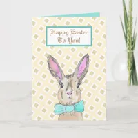 Vintage Bunny Rabbit Happy Easter Card