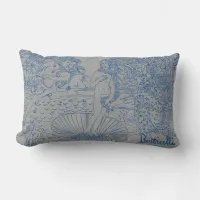 The Birth of Venus Sandro Botticelli Blue Gray Lumbar Pillow