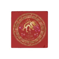 Chinese Zodiac Dragon Red/Gold ID542 Stone Magnet