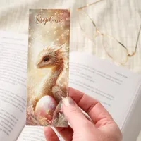Golden Baby Dragon Egg Fantasy Personalized Bookmarks