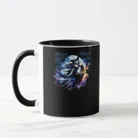 Whimsigoth Witch Flying Over Full Moon Women Kids  Mug