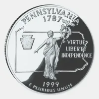 Faux Pennsylvania State Quarter Classic Round Sticker