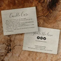 Burlap Candle Care Share the Love Insert Card