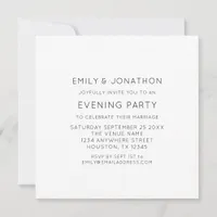 Minimalist Text Only Wedding Evening Party Invite