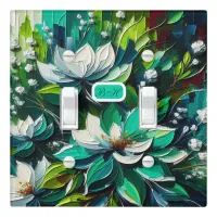 Green and White Floral Initial Monogram | Light Switch Cover