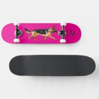 Bright Pink German Shepherd Dog Picture Monogram Skateboard