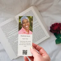 Indie author photo biography QR promotion beige Bookmarks