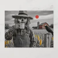 Scarecrow and Coffee With the Crow in Cornfield Postcard