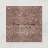 Makeup Artist Rose Gold Sparkle Glitter Glam Square Business Card