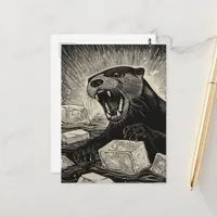 Angry otter breaking ice postcard