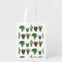 Hand Drawn Houseplants   Grocery Bag