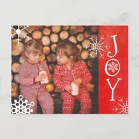 Personalized Photo Family Christmas Joy Red  Card