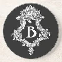 B Monogram Initial Sandstone Coaster