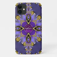 Purple Stylish Satin Lace Art Monogram iPhone Case