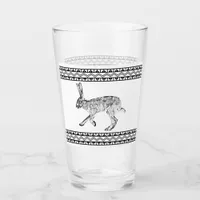 Southwestern Jackrabbit Black and White Geometric  Glass