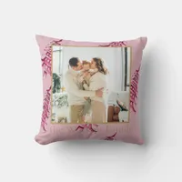 Dust pink red Pagoda Merry Christmas Tree 1-Photo  Throw Pillow