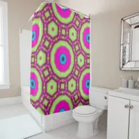 Pink Green Blue Abstract Shower Curtain