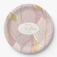 Pink Gold Christmas Pattern#29 ID1009 Paper Plates