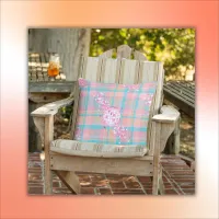 Blue, Pink & Peach Pattern with Glitter & Hearts | Outdoor Pillow