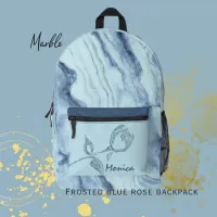 Blue Grey Marble Printed Backpack