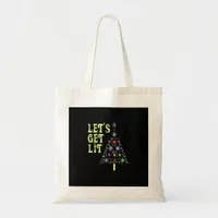 Let's Get Lit Funny Christmas Tote Bag