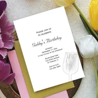 Tulip Sketch Spring Birthday Party Invitation