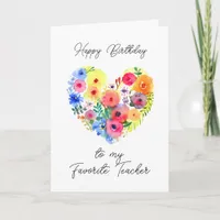 Happy Birthday to my Favorite Teacher Card
