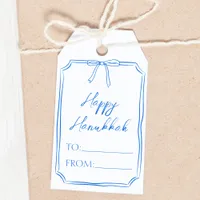 Elegant Blue Bow Customizable Minimalist Hanukkah  Gift Tags