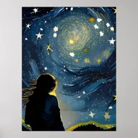 Star Gazing Woman Poster