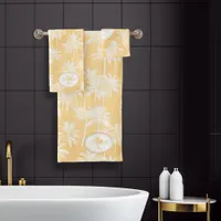 Hawaiian Palm Tree Silhouette Pattern Gold ID1093 Bath Towel Set