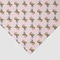Cute Teddy Bear on a Cloud Pink Hair Bow Tissue Paper