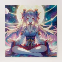 Namaste Anime Girl Meditating Jigsaw Puzzle