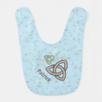 Blue Winter Celtic Knots and Snowflakes Baby Bib