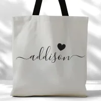 Bridesmaid Modern Script Heart Warm Gray Tote Bag