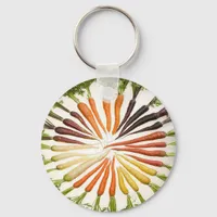 Carrot Vegetables Colorful Rainbow Pattern Garden Keychain