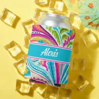 Tropical Botanical Summer Beach Personalized Can Cooler
