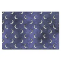 Midnight Blue Vintage Grunge Moon Pattern Tissue Paper