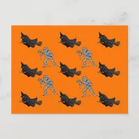 Witch and Mummy Pattern Halloween Postcard