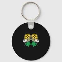 Halloween Upside Down Pineapple Swinger Skeleton Keychain