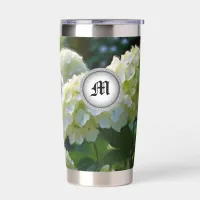 *~ Floral White Hydrangea Monogram AP84   Insulated Tumbler