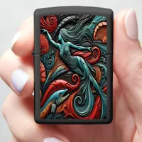 Mermaid Swimming Gracefully Among Vibrant Sea Life Zippo Lighter