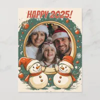 Customizable Snowman Happy New Year Postcard