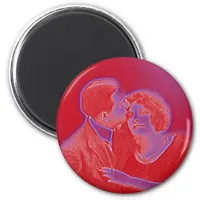 Vintage Valentine Couple in Red Magnet