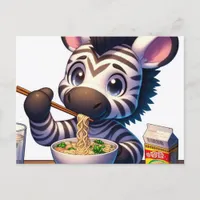 Kawaii Zebra Eating Ramen Postcard