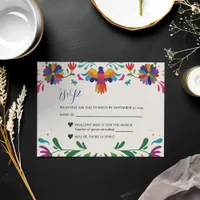 Mexican Folk Art Colorful Floral Fiesta Wedding RSVP Card