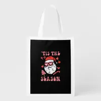 Groovy Christmas Santa Tis The Season Grocery Bag