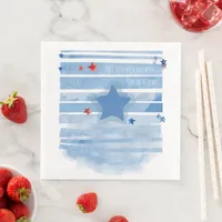 Watercolor Blue Bars with Splash and Stars Paper Dinner Napkins