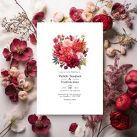 Rich Reds Floral Winter Wedding Invitation