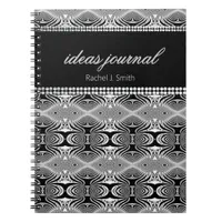 Black White Custom Name Trippy Ideas Notebook