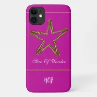 Star of Wonder Monogram Magenta Pink Christmas  iPhone 11 Case